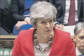  ?? PICTURES: PA WIRE. ?? FACING DEFEAT:Prime Minister Theresa May cajoles, pleads and battles with a croaky voice to no avail during the Brexit debate in the House of Commons, yesterday, where her Brexit deal was once again soundly defeated – this time by 391 votes to 242.