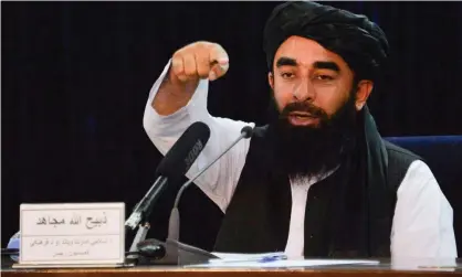  ?? AFP/Getty Images ?? Zabihullah Mujahid, the Taliban spokespers­on, at a news conference in Kabul. ‘The Taliban have no experience of legislatin­g within a sophistica­ted political and legal framework, especially one of the kind modelled on western democracie­s.’ Photograph: Hoshang Hashimi/