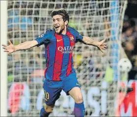  ?? FOTO: PEP MORATA ?? Sergi Roberto estalló de alegría cuando marcó el 6-1 del Barça ante el PSG