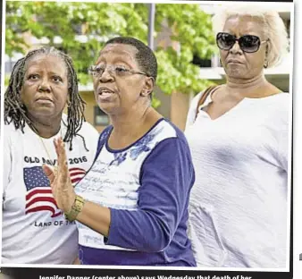  ??  ?? Jennifer Danner (center above) says Wednesday that death of her sister Deborah (left photo) at Bronx apartment building (far left) shows the NYPD approach to dealing with the mentally ill is a failure.