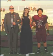  ??  ?? Lincoln junior maid Morgan Coker, daughter of Benjamin and Courtney Coker, and Beau and Jennifer Gage; escorted by her step-father, Beau, and senior Kong Lee, son of Koua and Chong Lee.