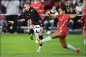  ?? NICK WASS – THE ASSOCIATED PRESS ?? Portland Thorns FC forward Sophia Smith, left, was named the NWSL's Most Valuable Player last season