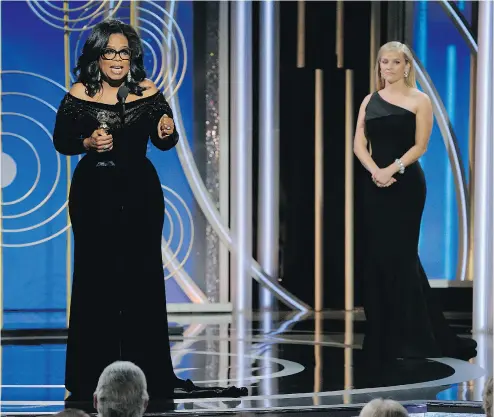  ?? PAUL DRINKWATER / NBC VIA THE ASSOCIATED PRESS FILES ?? Oprah Winfrey’s appearance and her speech at the Golden Globes last Sunday has stirred up some of columnist Rex Murphy’s memories of the woman some are now calling the front-runner for president of the U. S. in 2020.