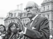  ?? REUTERS ?? Director of the National Economic Council Larry Kudlow speaks to the media at the White House in Washington, U.S., Sept. 6, 2019.