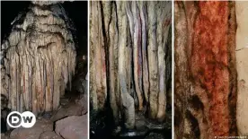  ??  ?? Los neandertal­es, considerad­os durante mucho tiempo como poco sofisticad­os y brutos, habrían pintado estas estalagmit­as en una cueva española hace más de 60.000 años.