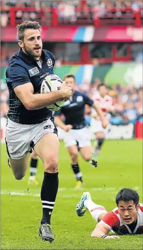  ?? Picture: GALLO IMAGES
Picture: GETTY IMAGES ?? SCOTTISH SUCCESS: Scotland’s Tommy Seymour goes over to score his team’s third try during their World Cup match against Japan at Kingsholm Stadium in Gloucester yesterday