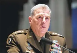  ?? MICHAEL REYNOLDS AP ?? Gen. Mark Milley, chairman of the Joint Chiefs of Staff, is among military leaders now quarantini­ng after a Coast Guard official tested positive for the coronaviru­s.