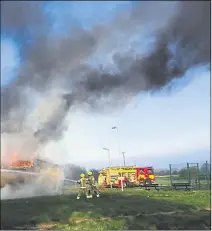  ??  ?? The fire at Hersden pavilion