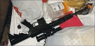  ?? SAN JOSE POLICE DEPARTMENT ?? Pictured is an AR-15 style rifle that police say was discarded by a suspect who shot at a man after a thwarted car theft in Willow Glen in San Jose on Dec. 14.