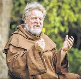  ??  ?? The talented Ross Thompson as Friar Lawrence in Truro Theatre Society’s Shakespear­e in the Park production.