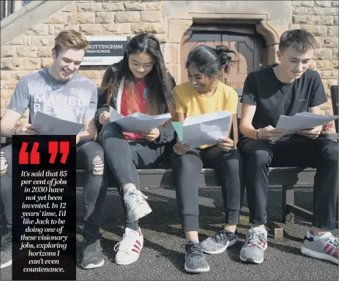  ?? PICTURE: AARON CHOWN. ?? COUNTRY’S FUTURE: A new generation of 16-year-olds are facing the world ready to learn how to become adults after getting their GCSE results.