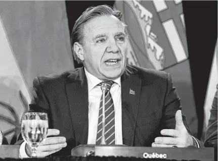  ?? CARLOS OSORIO • REUTERS ?? Quebec Premier Francois Legault at a news conference after a meeting with Canada's provincial premiers in Toronto in December.