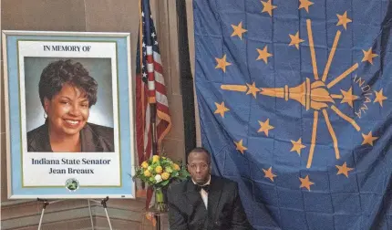  ?? PHOTOS BY KELLY WILKINSON/INDYSTAR ?? Reverend Dr. Winterbour­ne Harrison-Jones of the Witherspoo­n Presbyteri­an Church sits in front during a celebratio­n of life for Indiana state Sen. Jean Breaux on Friday at the Indiana Statehouse. Much of Breaux’s authored legislatio­n revolved around health, women’s rights and equity.