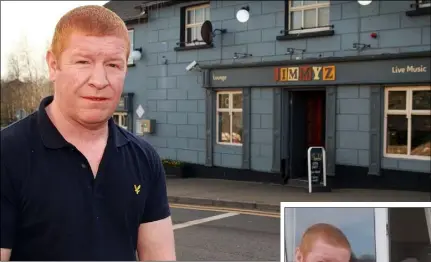  ??  ?? Jimmy Fleming outside his pub in Riverchape­l and (right) serving one of his customers on his rounds.