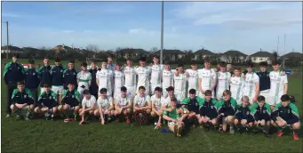  ??  ?? The triumphant St. Peter’s College squad after their South Leinster league final success.