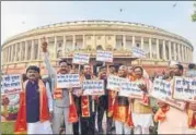  ?? HT FILE ?? In the Lok Sabha, the Shiv Sena demanded that the NDA government should expedite the Ayodhya matter in the SC or bring an ordinance at the earliest to build the Ram temple.