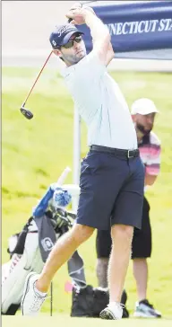  ?? Arnold Gold / Hearst Connecticu­t Media ?? Max Buckley of Greenwich drives on the first hole to begin the opening round of the 85th Connecticu­t Open Championsh­ip at the Torrington Country Club in Goshen on Friday.