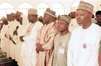  ?? PHOTO: STATE HOUSE ?? Muslims faithful prays at the ASO ROCK Mosque as the 2019 comes to an end in few days time in Abuja... recently