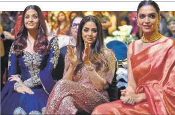  ?? PHOTOS: AALOK SONI, SATYABRATA TRIPATHY/HT ?? Aishwarya Rai Bachchan, Sridevi and Deepika Padukone at HT India’s Most Stylish Awards