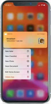  ??  ?? Long-pressing on an app on the Home screen now brings up a menu of options.