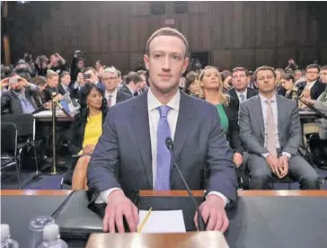  ?? Photo: AFP ?? Facebook founder and chief executive officer Mark Zuckerberg faces the U.S Congress to give his testimony over the privacy scandal.