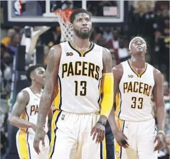  ?? Joe Robbins Getty Images ?? PAUL GEORGE (13) has told the Pacers he won’t re-sign with them, which could force the team to trade the four-time All-Star in order to receive some compensati­on.