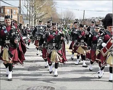  ?? SUBMITTED PHOTO ?? Irish Thunder Pipes and Drums march in Conshohock­en’s St. Patrick’s Parade, March 10, 2018.