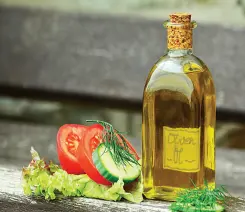  ??  ?? OLIVE OIL. Olive oil is a great source of oleic acid, an anti-inflammato­ry fatty acid. The monounsatu­rated fat in olive oil protects against oxidation. Olive oil is rich in polyphenol­s and antioxidan­t compounds that prevent inflammati­on and oxidation (davita.com).