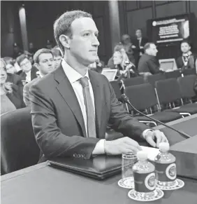  ??  ?? Facebook CEO Mark Zuckerberg appeared before Congress in April and apologized for not doing enough to protect user data.