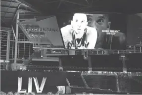  ?? KIRBY LEE/USA TODAY SPORTS ?? A tribute is displayed for Lakers legend Kobe Bryant before Super Bowl LIV Opening Night at Marlins Park.