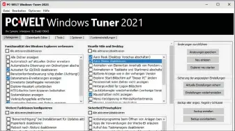  ?? ?? PC-WELT Windows-tuner: Das Tool ermöglicht den Zugriff auf zahlreiche Registry-hacks beziehungs­weise Windows-einstellun­gen, die sich mit wenigen Mausklicks anwenden lassen.