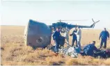  ?? PHOTO / AP ?? NASA astronaut Nick Hague and Roscosmos’ Alexei Ovchinin plummeted back to earth after their Soyuz rocket malfunctio­ned.