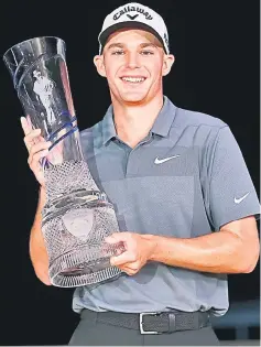  ??  ?? Aaron Wise poses with the trophy after winning the AT&T Byron Nelson at Trinity Forest Golf Club in Dallas, Texas. — AFP photo