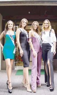  ??  ?? (From left) Manuela Bruntraege­r of Singapore, Kseniya Alexandrov­a of Russia, Miss Universe 2017 Demi-Leigh Nel-Peters and Maria Polverino of Italy.