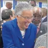  ?? TERRENCE ANTONIO JAMES CHICAGO TRIBUNE ?? Cook County Board President Toni Preckwinkl­e greets supporters Thursday after announcing her plans.