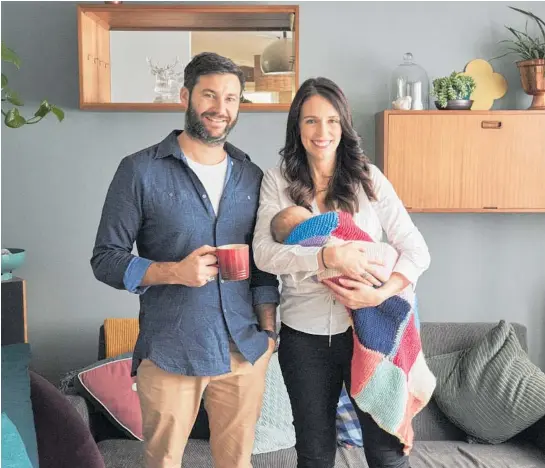  ?? Photo / Supplied ?? Prime Minister Jacinda Ardern, her partner Clarke Gayford and their daughter Neve Gayford paused for a photo while preparing to leave their Auckland home this week. The family arrived in Wellington yesterday.