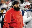  ?? ELSA / GETTY IMAGES ?? Patriots players say defensive coordinato­r Matt Patricia takes a special interest, talking to them not just as players but also asking about their families.