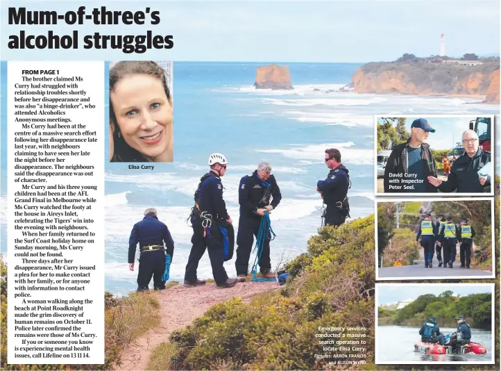  ?? Pictures: AARON FRANCIS and ALISON WYND ?? FROM PAGE 1 Elisa Curry Emergency services conducted a massive search operation to locate Elisa Curry. David Curry with Inspector Peter Seel.