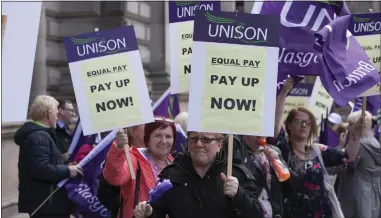  ??  ?? Equal pay protesters in George Square