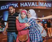  ?? Defne Karadeniz / Getty Images ?? Shaken passengers leave Turkey’s largest airport in Istanbul after attacks by three terrorists.