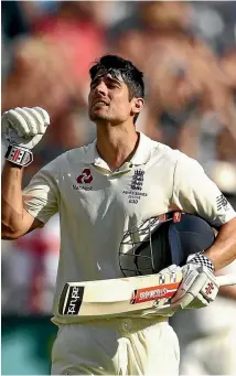  ?? GETTY IMAGES ?? England’s Alastair Cook celebrates after reaching his century on day two of the fourth Ashes test at Melbourne Cricket Ground yesterday.