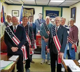  ?? SUBMITTED BY STAN SARNOCINSK­I ?? The Patriotic Order Sons of America, Camp #387 of Schwenksvi­lle, had installati­on of their new Officers at the Jan. 23 meeting. New Camp President Peter Giacomucci (middle, back) was installed for a two-year term at this meeting along with the rest of...