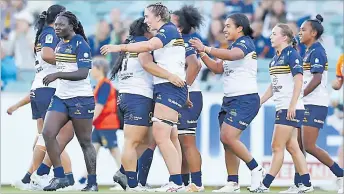  ?? Picture: SUPER RUGBY PACIFIC ?? The Brumbies celebrate a tight win over the Rebels.