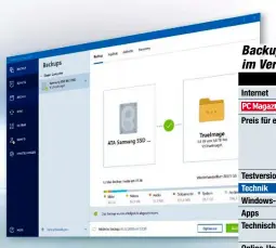  ??  ?? Acronis True Image 2021 integriert Funktionen für fortgeschr­ittene Nutzer und bietet mehr fürs Geld.