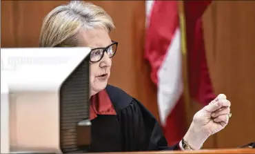  ?? NICK GRAHAM / STAFF ?? Judge Kathleen Romans speaks during a hearing for the 17-year-old charged with murder, aggravated robbery and tampering with evidence Monday in Butler County Juvenile Court.