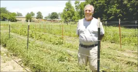  ?? LYNN KUTTER ENTERPRISE-LEADER ?? Jim Sposato, a master gardener and retired Lincoln teacher and coach, stands in front of a new community garden that will be used to provide fresh vegetables for Lincoln Senior Center and GRACE Place. Sposato is one of several volunteers heading up the...