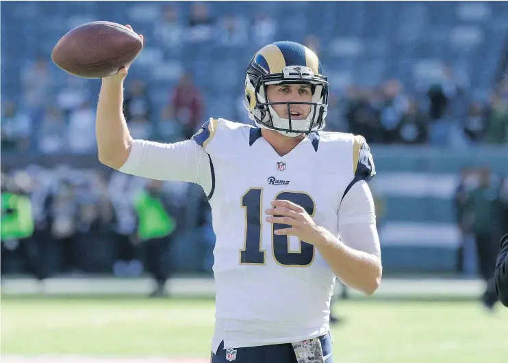  ?? — THE ASSOCIATED PRESS FILES ?? Los Angeles Rams rookie QB Jared Goff, the first overall pick in the 2016 NFL draft, will be given the start Sunday against the Miami Dolphins.