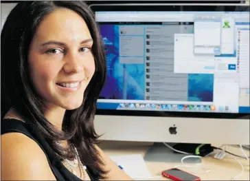  ?? Grant Black, Calgary Herald ?? Tara Molina, president of Calgary-based marketing firm New Wave Media, uses instant messaging and Facebook to communicat­e with employees and clients, rather than e-mail. “It’s much faster,” she says, and many clients prefer it.