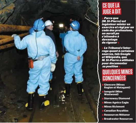  ?? PHOTO D’ARCHIVES ?? Sur cette photo d’archives, on voit des employés de la mine Bachelor, propriété de Ressources Métanor, à Desmaraisv­ille, au Nord-du-Québec. Métanor est l’une des 13 firmes qui ont contesté avec succès une directive de la CNESST.