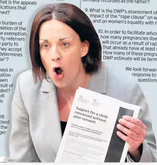  ??  ?? BACKLASH Scottish Labour leader Kezia Dugdale takes on Tories over ‘rape clause’ form